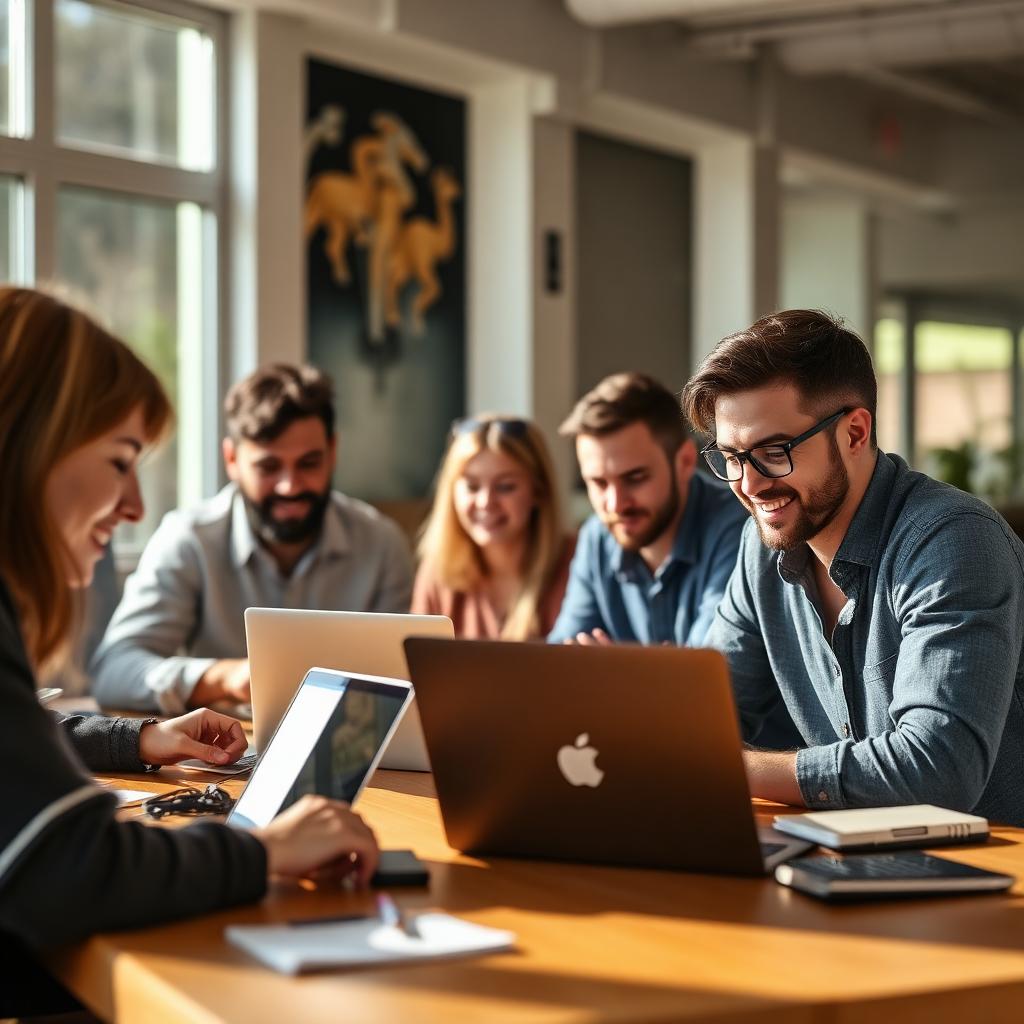Remote workers collaborating